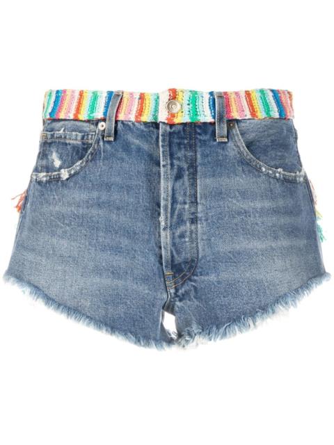 Alanui Over The Rainbow denim shorts