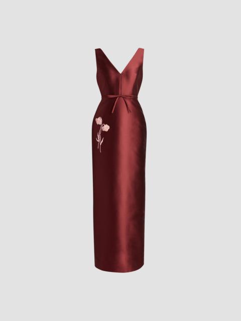 Erdem EMBROIDERED MIKADO PENCIL GOWN