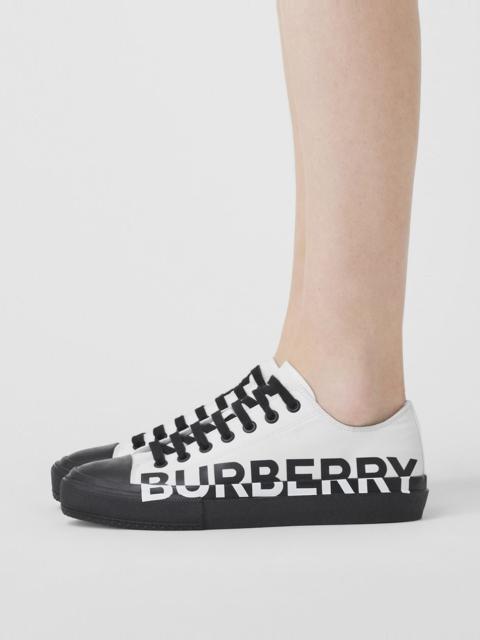 Burberry Logo Print Two-tone Cotton Gabardine Sneakers