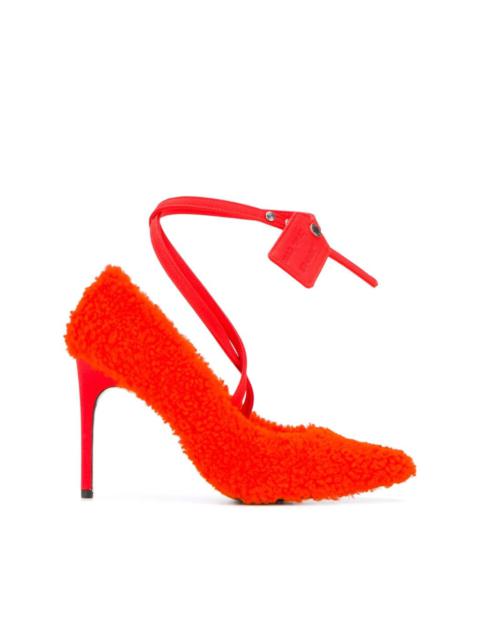 Off-White textured style ankle strap pumps