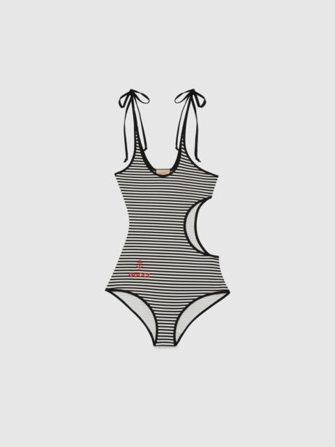 GUCCI Sparkling jersey cu-out swimsuit