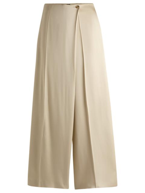 BOSS REGULAR-FIT WIDE-LEG TROUSERS WITH WRAP EFFECT