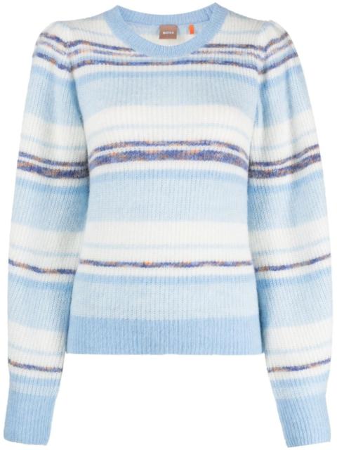 BOSS stripe-pattern crew-neck sweatshirt