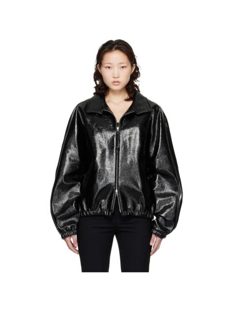courrèges Black Vinyl Zipped Bomber Jacket