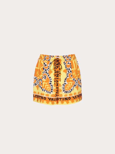 Valentino CREPE DE CHINE SHORTS WITH MINI BANDANA PRINT