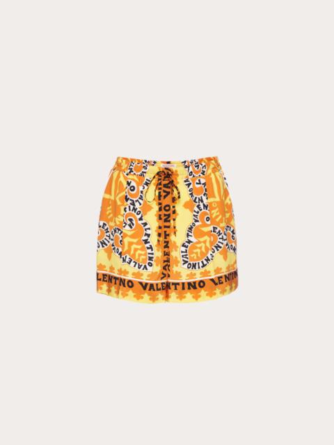 Valentino CREPE DE CHINE SHORTS WITH MINI BANDANA PRINT