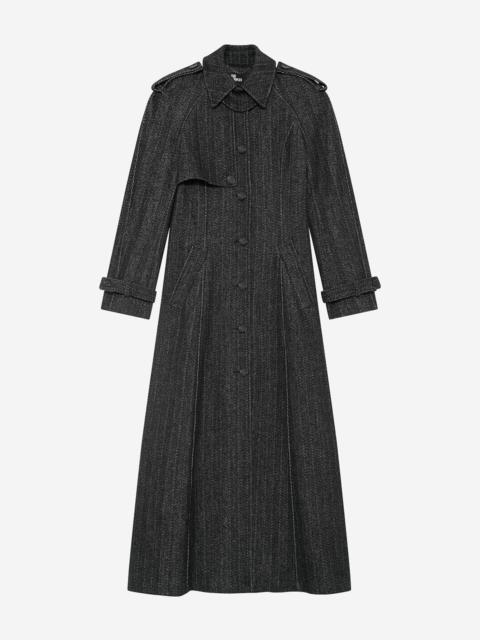 The Kooples LONG DARK GRAY WOOL COAT
