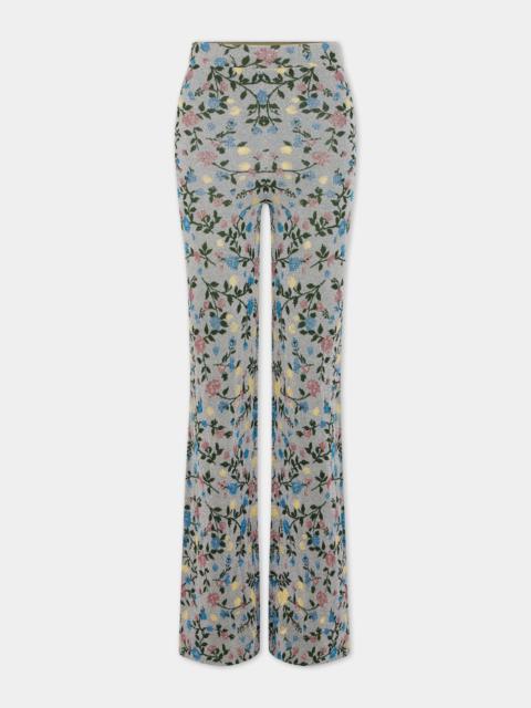 rabanne METALLIC FLORAL HIGH-RISE FLARED PANTS