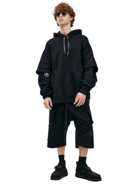 ACRONYM BLACK HOODIE WITH THREE POCKETS