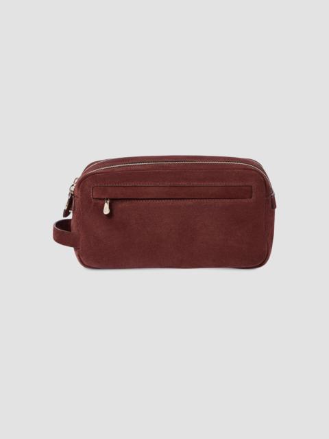 Brunello Cucinelli Suede Beauty Case with Double Zipper - Burgundy