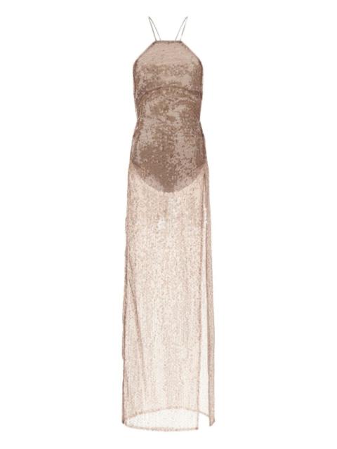 THE ANDAMANE West sequin-appliqué maxi dress