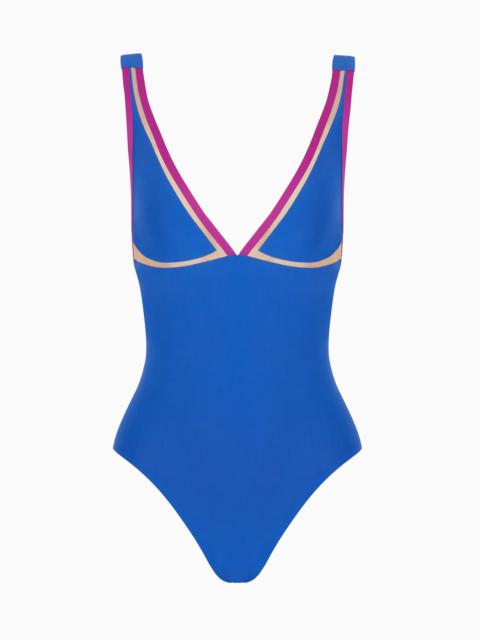 One-piece swimsuit with tulle details