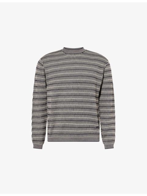 EMPORIO ARMANI Patterned Crewneck Knitted-Wool Jumper