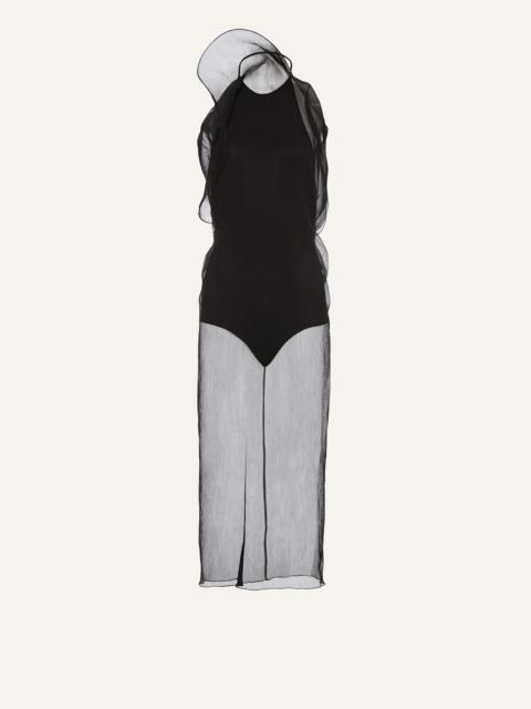 MAGDA BUTRYM Silk organza midi dress in black