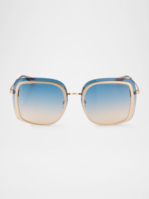 BARTON PERREIRA Halima 65mm Square Titanium Sunglasses
