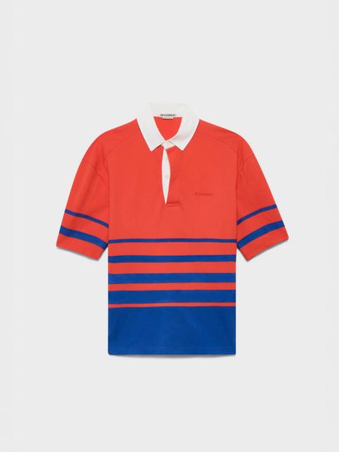 JW Anderson WOMENS STRIPED RUGBY POLO TOP IN IN RED & BLUE