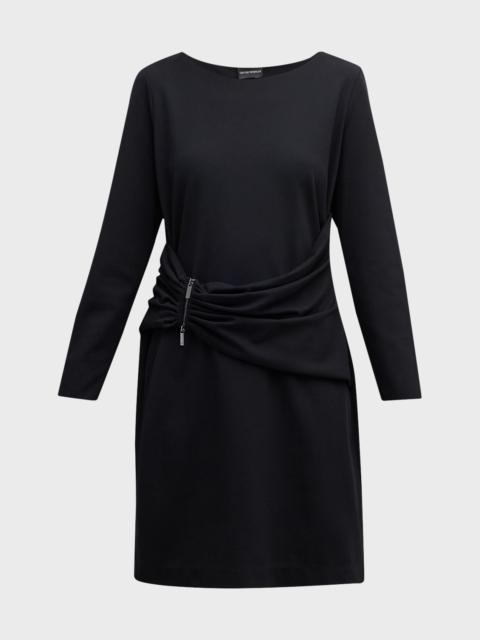 EMPORIO ARMANI Draped Bateau-Neck Jersey Midi Dress