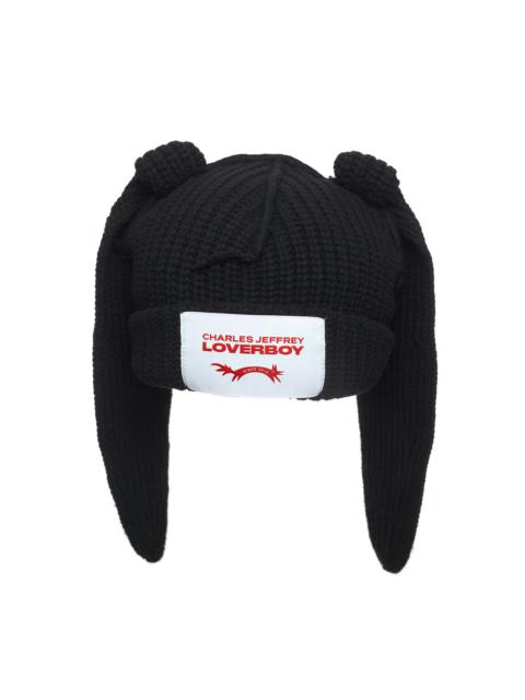 CHARLES JEFFREY LOVERBOY FLOPPY RABBIT BEANIE (BLACK)