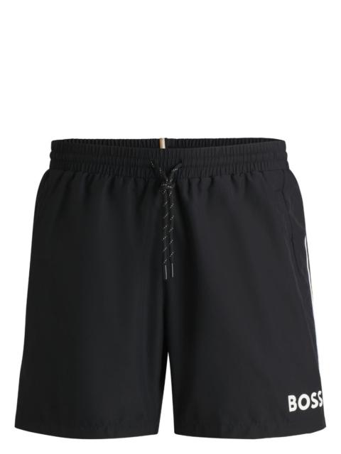 BOSS two-tone logo-print swim shorts