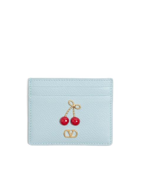 Valentino Cherryfic grained-leather card holder