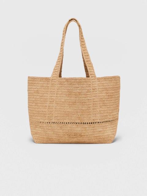 maje Natural crocheted raffia tote bag