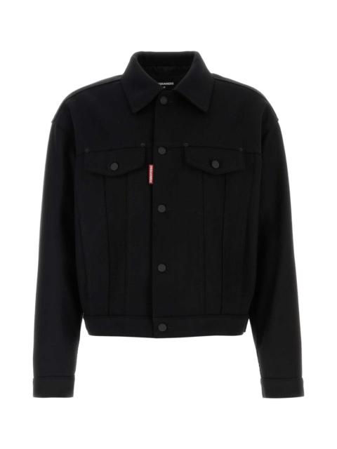 DSQUARED2 Black Wool Blend Wool Jean Jacket