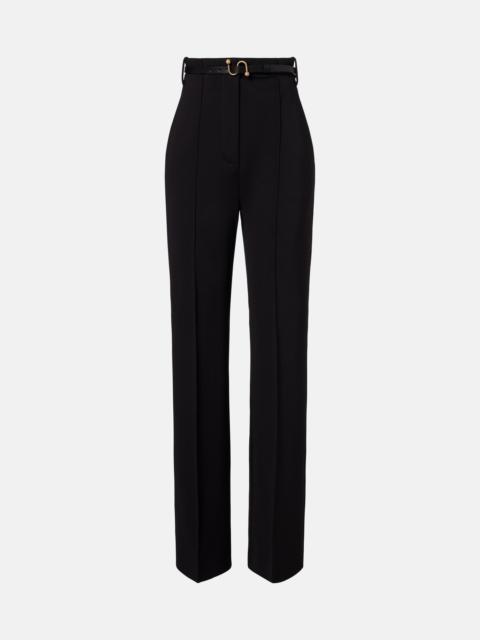 Sportmax Belted crêpe straight pants