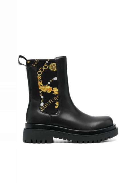 VERSACE JEANS COUTURE Baroque-print ankle boots