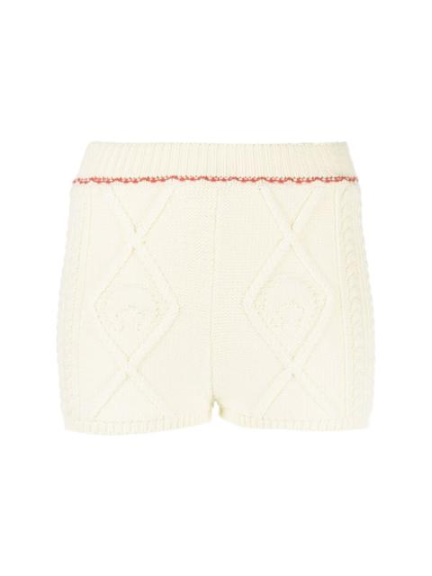 cable-knit wool shorts