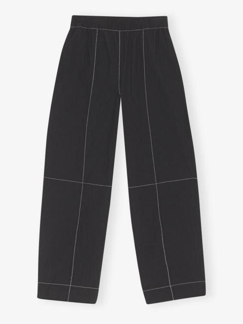 GANNI BLACK ELASTICATED CURVE PANTS