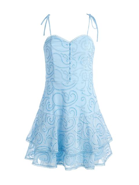 Alice + Olivia ROSETTE SWEETHEART NECK RUFFLE MINI DRESS