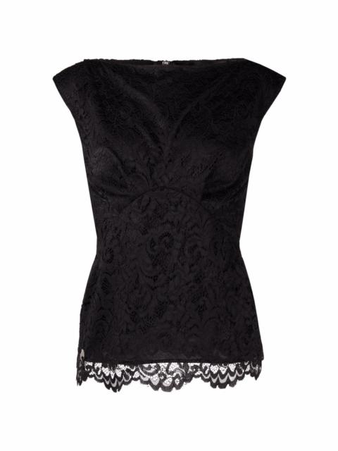 PHILIPP PLEIN lace-patterned sleeveless blouse