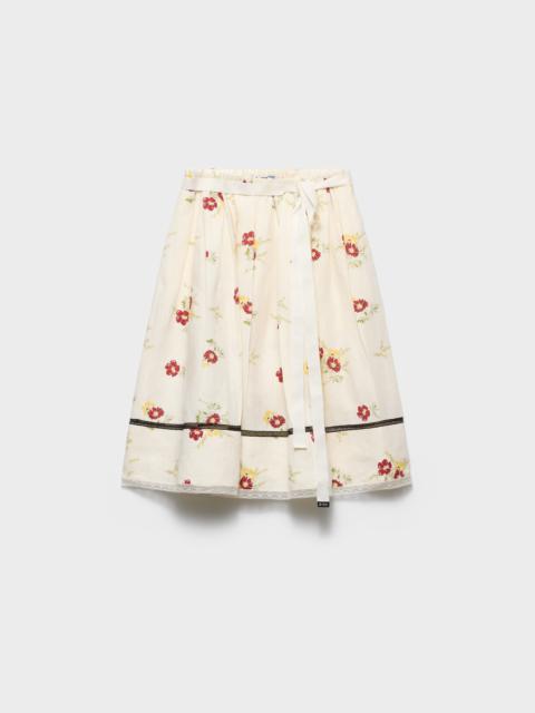 Prada Floral print linen skirt