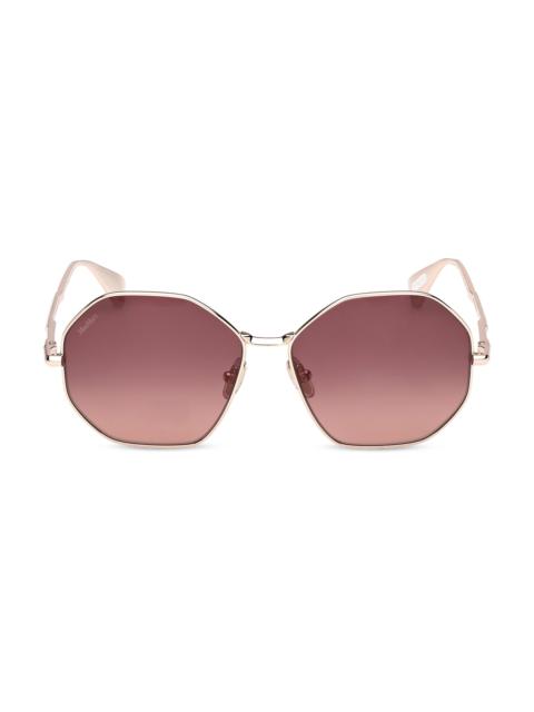Max Mara Women's Miller 57MM Geometric Sunglasses - Rose Gold Brown