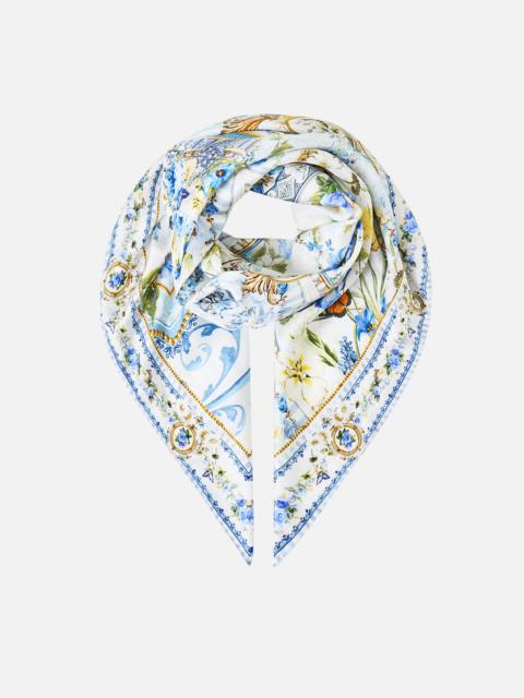 CAMILLA LARGE CRYSTALLED SILK SQUARE SCARF DANDELION SKIES