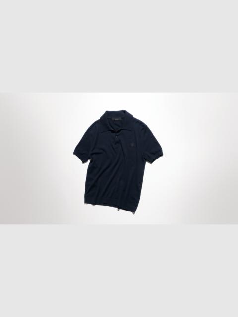 GUCCI Knit cashmere polo shirt with embroidery
