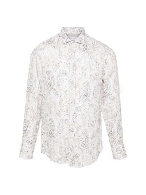 Brunello Cucinelli paisley-print linen shirt