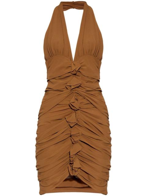 SAINT LAURENT ruched halterneck mini dress
