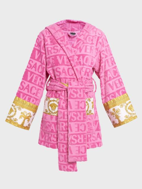 VERSACE I Heart Baroque Hooded Short Bathrobe