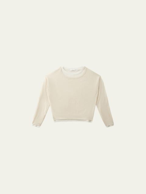 Wool and Silk Double-Layer Crop Sweater
