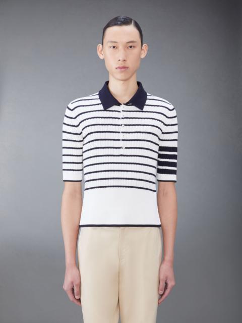 Thom Browne 4-Bar stripe knitted polo shirt