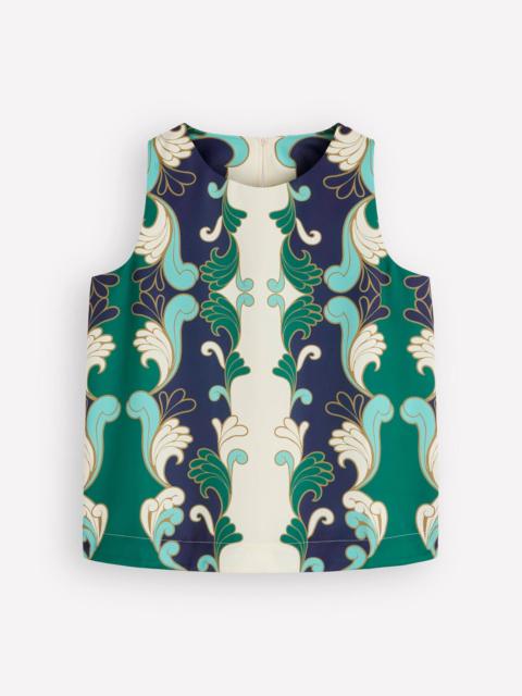 BODEN Relaxed Sleeveless Shell Top-Ivory, Foliage Whirl