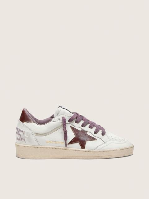 Golden Goose Women’s Ball Star LTD in white leather with burgundy leather star