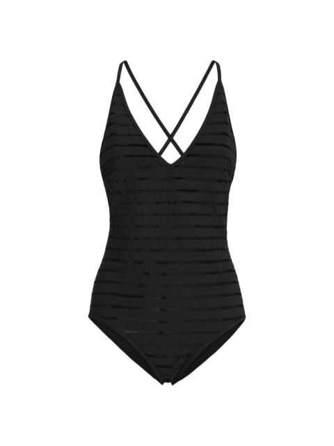 Brunello Cucinelli Women's Techno Jersey Bathing Suit with Precious Collar - Lignite