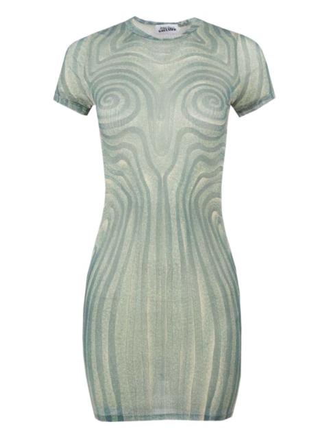 Jean Paul Gaultier spiral-print mesh dress