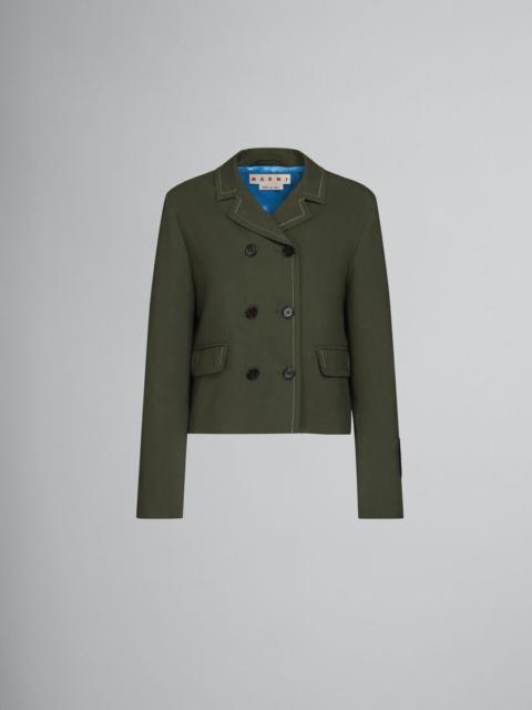 Marni GREEN WOOL JACKET WITH CONTRAST STITCHING