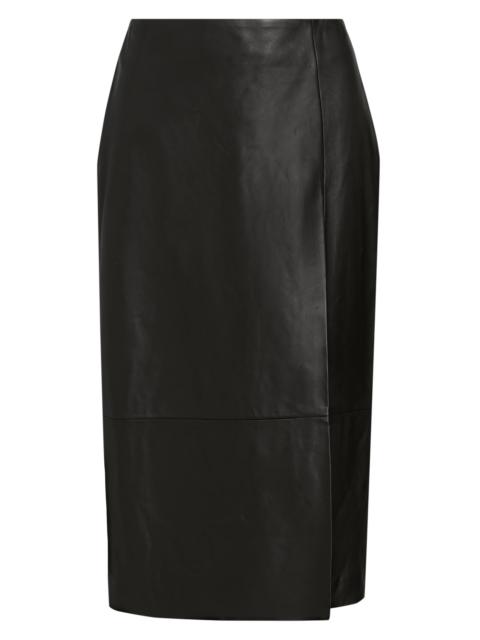 MÔNOT Women's Leather Pencil Midi-Skirt - Black