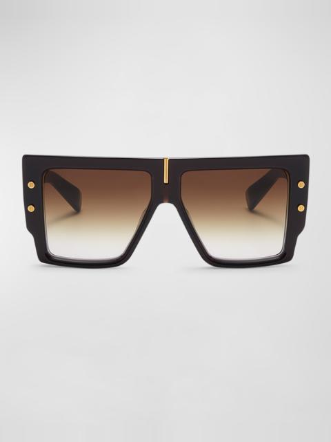 Balmain B-Grand Acetate & Titanium Square Sunglasses