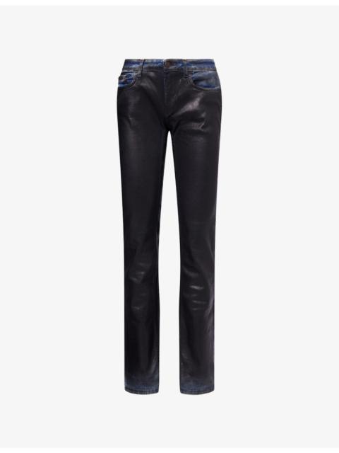 Coated Slim-Leg Denim Jeans