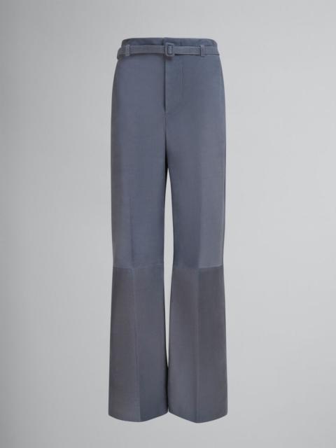 Marni GREY SUEDE TROUSERS WITH BELT